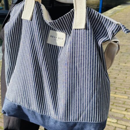 Shopper met rits Navy