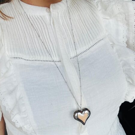 Lange Ketting Hart Zilver