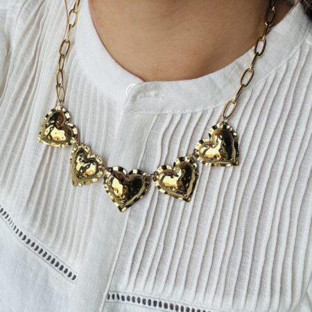 5 harten ketting Goud