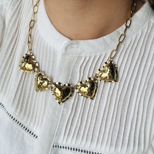 5 harten ketting Goud