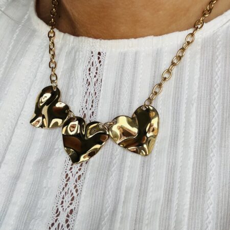 3 Harten ketting Goud