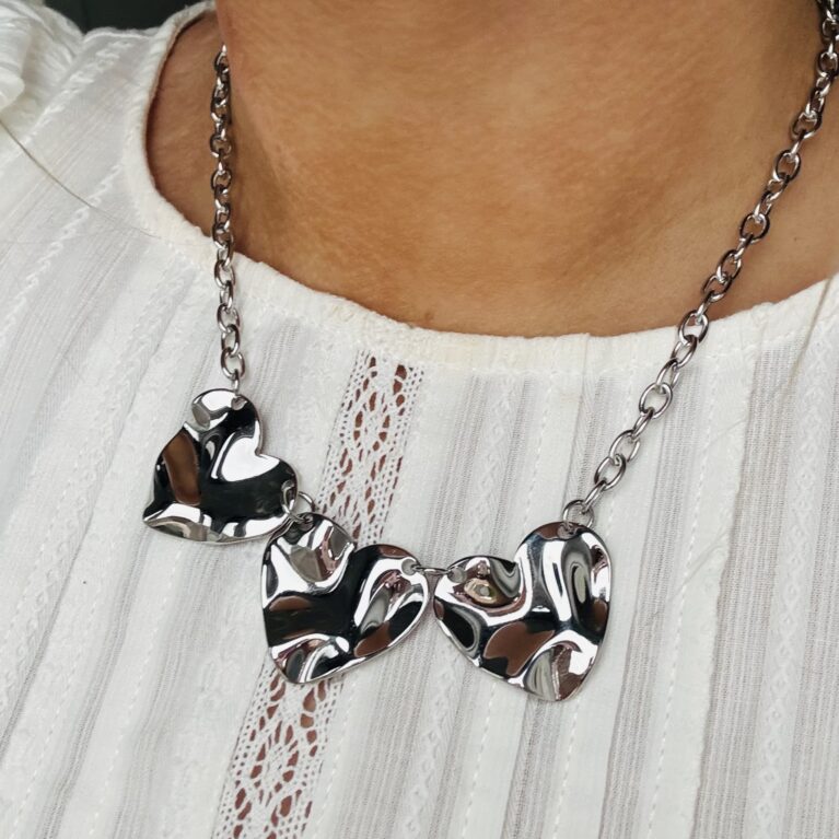 3 Harten ketting Zilver