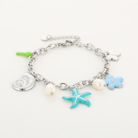 Bedelarmband SEA blue Zilver