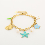 Bedelarmband SEA blue Goud