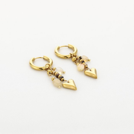 Oorbellen Hart Beige