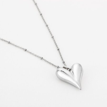 Lange hart ketting 80 cm Zilver