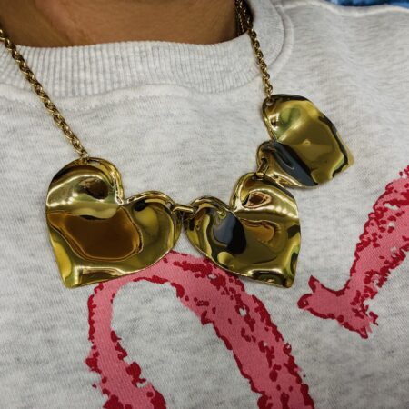 3 harten ketting GROOT goud