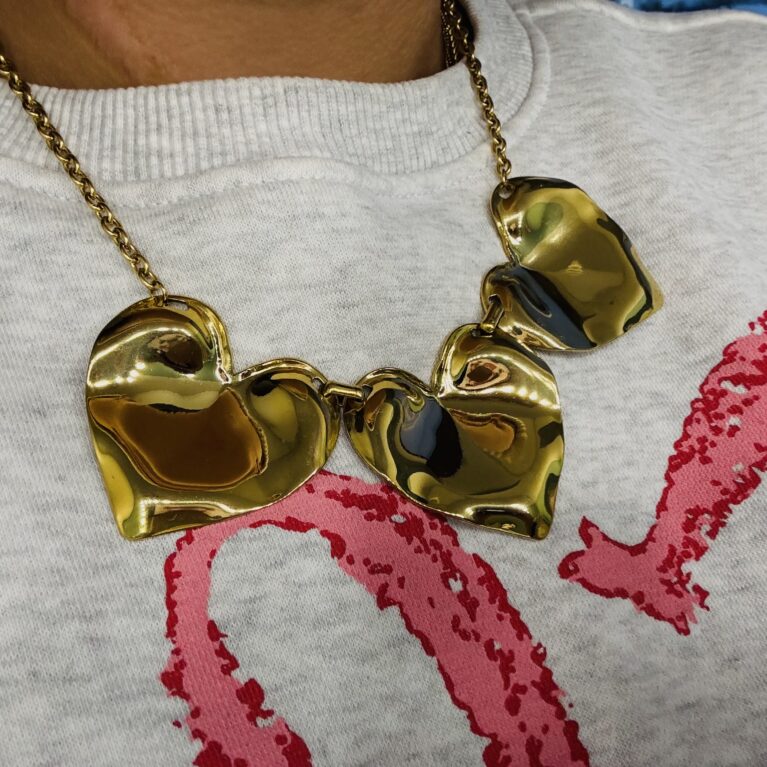 3 harten ketting GROOT goud