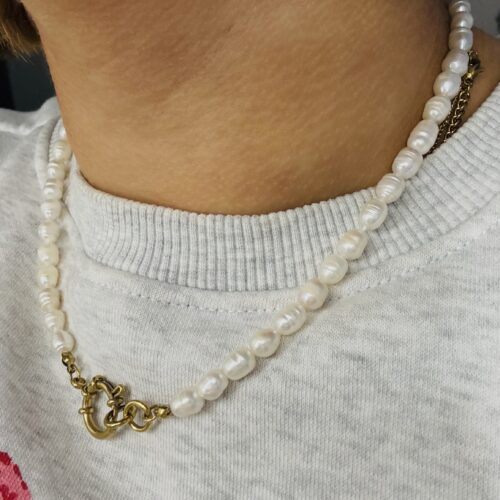 Parelketting wit | Goud