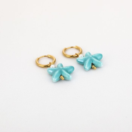 Oorbellen zeester | Turquoise