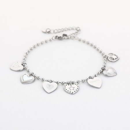 Hart bedel armband | Zilver