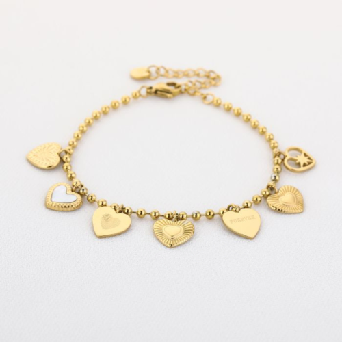 Hart bedel armband | Goud