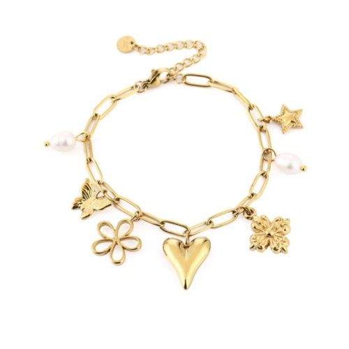 Vlinder bedelarmband | Goud