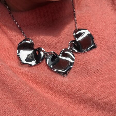 3 harten ketting GROOT zilver