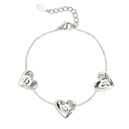 Armband 3 hartjes zilver