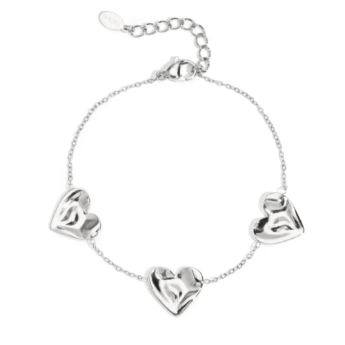 Armband 3 hartjes zilver