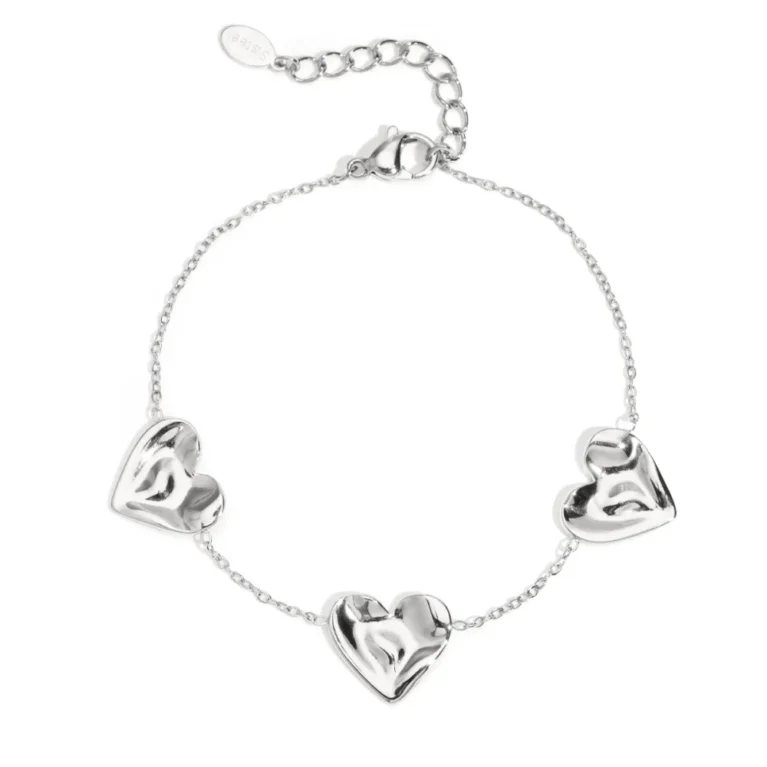 Armband 3 hartjes zilver