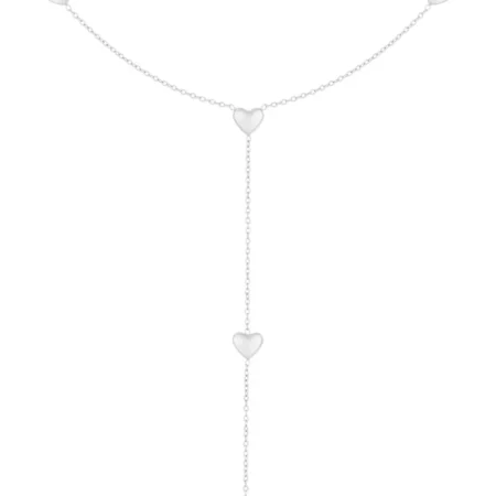Ketting lang 5 hartjes zilver