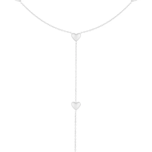 Ketting lang 5 hartjes zilver