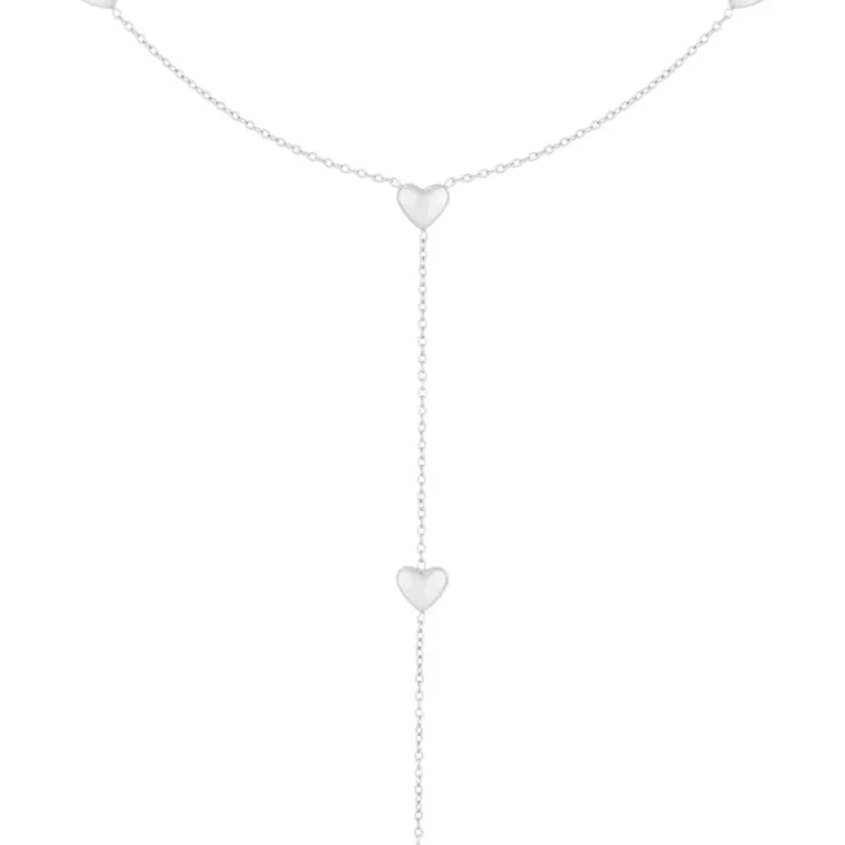 Ketting lang 5 hartjes zilver
