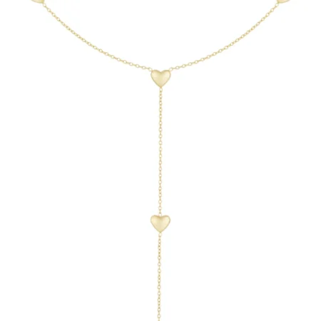 Ketting lang 5 hartjes goud