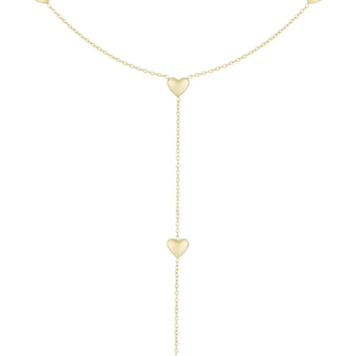 Ketting lang 5 hartjes goud