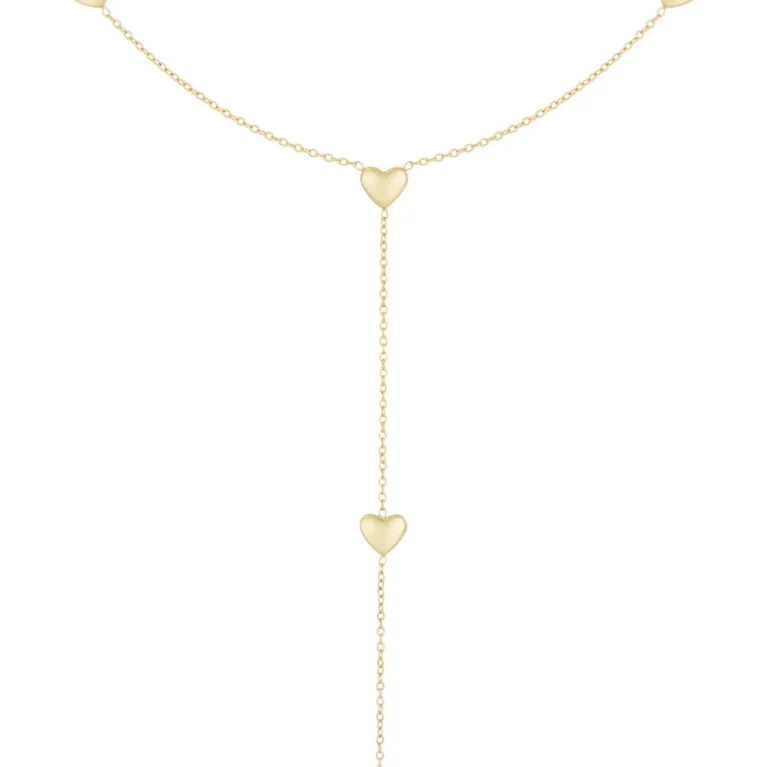 Ketting lang 5 hartjes goud