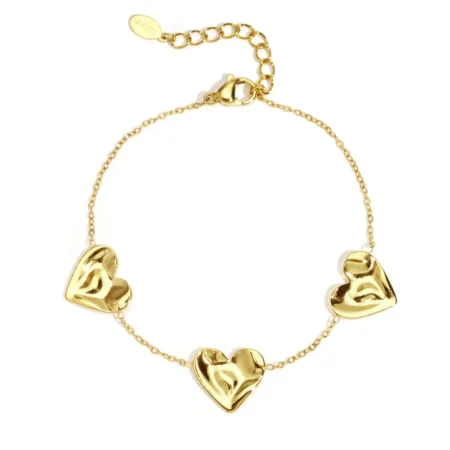 Armband 3 hartjes Goud