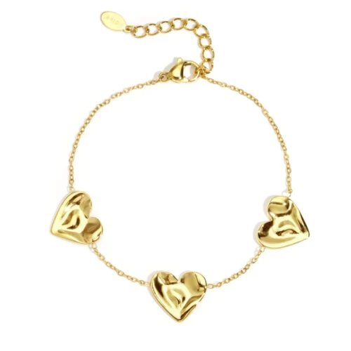 Armband 3 hartjes Goud